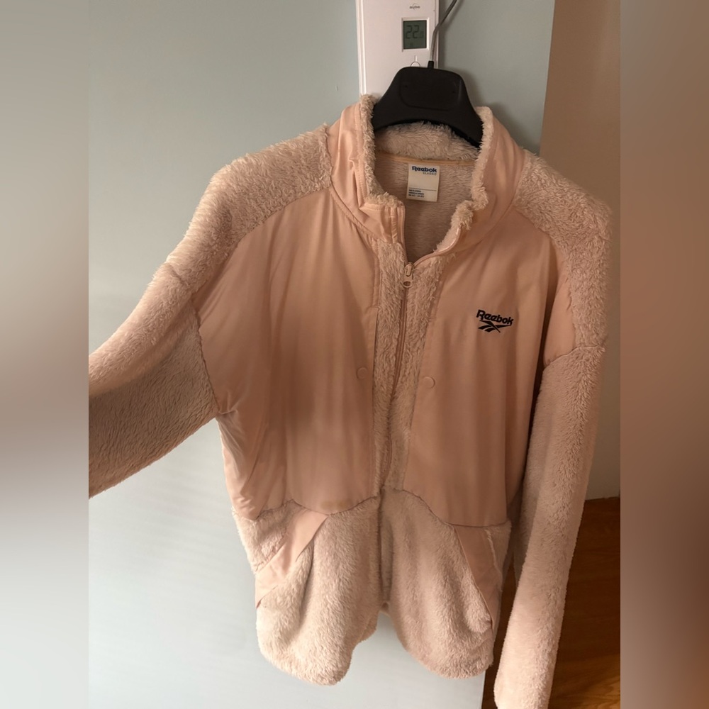 Reebok Women's Soft Pink and Cream Teddy Jacket